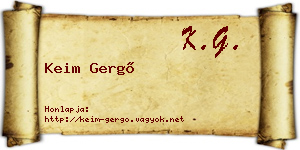 Keim Gergő névjegykártya